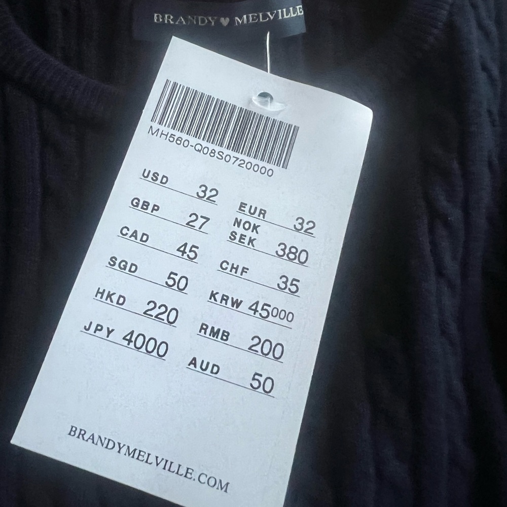Brandy Melville Zoe Navy Blue Cable Knit Cardigan Sweater BN - Picture 5 of 6
